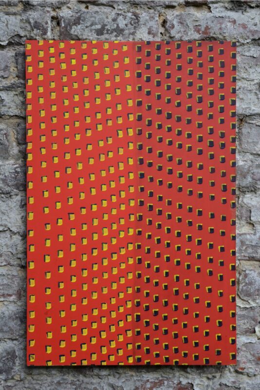 "Zoom sur la ville primitive" # 005.002 - Peinture acrylique et encre sur panneau de fibres de bois - L 40 cm x H 61,7 cm x Ép 1,8 cm