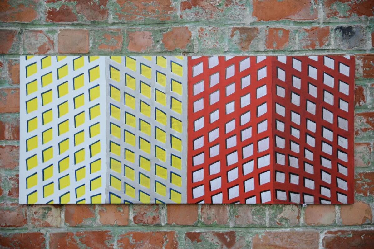 "Zoom sur la Ville Dessinée" # 009.003, 2016 - Peinture acrylique et encre acrylique sur panneau de fibres
de bois - L 92 cm x H 40 cm x Ép 1,3 cm