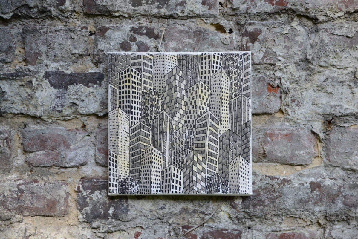 "VD ou Lavi-le" # 010.001, 2019 - Encre acrylique sur toile - L 20 cm x H 20 cm x Ép 1,7 cm