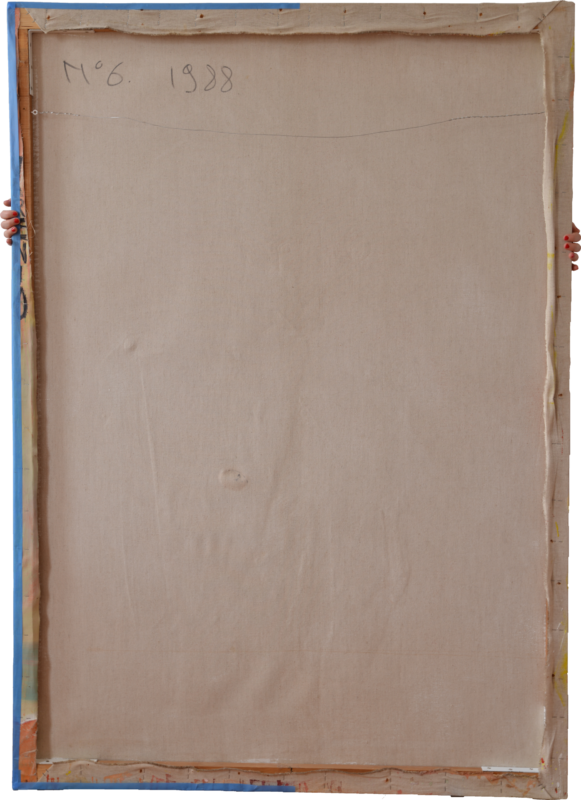 "N°6 (verso)", 1988 (chiné en brocante) - Peinture à l'huile et papier marouflé sur toile - L 132 cm x H 186 cm x Ép 4 cm